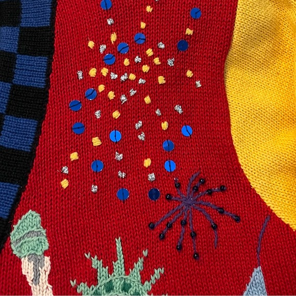 Vintage Berek Cardigan New York NYC Theme Medium Kitsch Novelty - small flaws - Picture 7 of 14